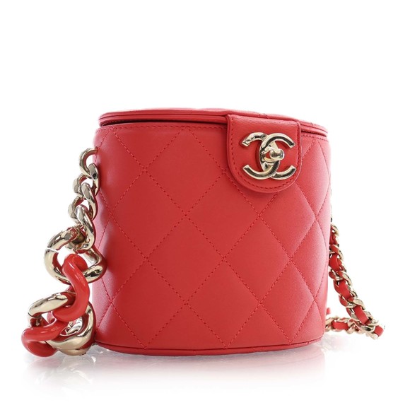 Pre-Loved Chanel Small Quilted Lambskin Resin Elegant Chain Tubular Vanity Case - Picture 3 of 12